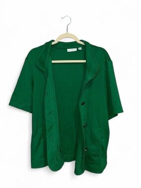 Susan Graver Green Elbow Length Sleeve Button Down Blazer Jacket Women’s Size XL